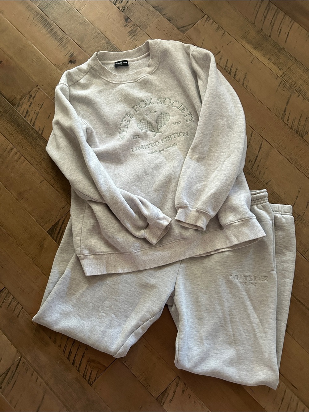 Light grey White Fox society matching set